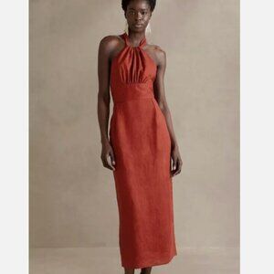 Banana Republic Lisa Midi Linen Halter Neck Tie Dress NEW